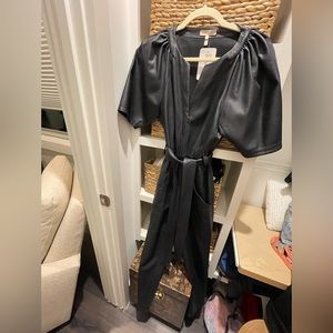 Rebecca Taylor Vegan Leather Jumpsuit, Sz 2